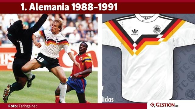 El penal que le dio la victoria a Alemania Oriental sobre Argentina en la final de Italia &#039;90 lo sudó esta camiseta. El primer puesto para un campeón del mundo.