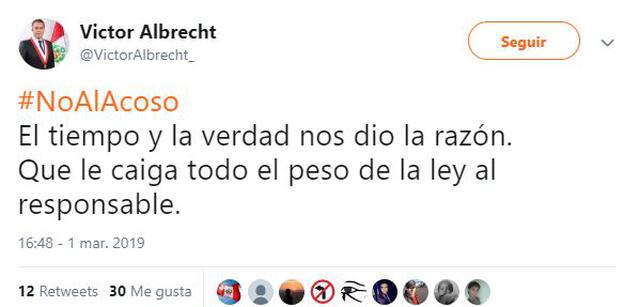 Victor Albrecht: "El tiempo y la verdad nos dio la razón. Que le caiga todo el peso de la ley". (Foto: Captura)