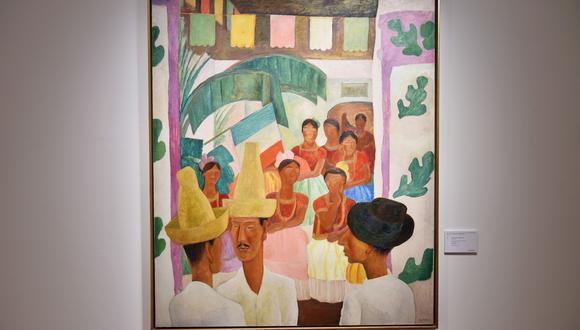 Los Rivales, la pintura de Diego Rivera de la colección Rockefeller, tuvo el récord de la obra latinoamericana más cara jamás vendida en una subasta. (Foto: AFP)