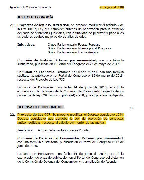 Agenda de Comisión Permanente