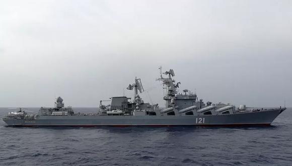 El Moskva en diciembre de 2015, patrullando la costa de Siria, en Mar Mediterráneo. (AFP).