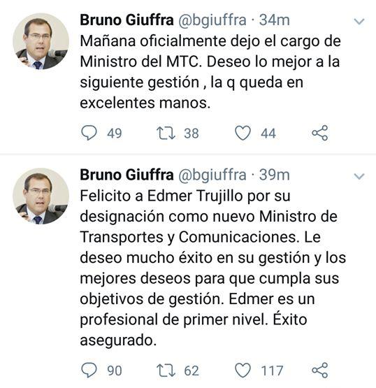 Bruno Giuffra (Foto: mensaje vía Twitter)