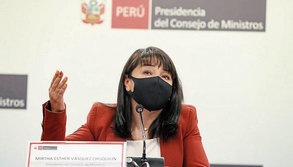 Decisiones. La primera ministra, Mirtha Vásquez, indicó que todos los ministros están en constante evaluación. (Foto: PCM)
