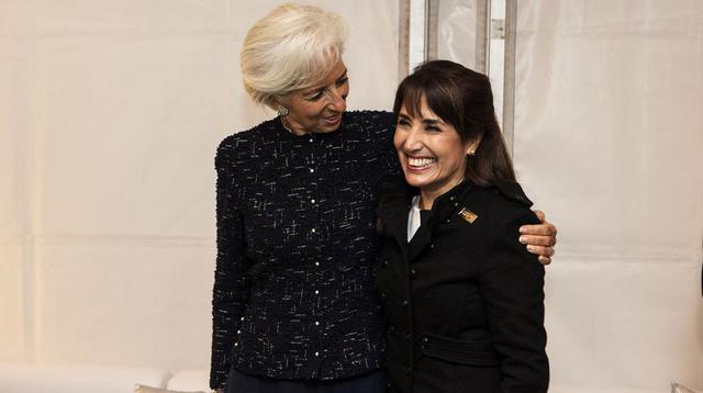 Christine Lagarde, jefa del FMI, junto a la ministra de Comercio Exterior y Turismo, Magali Silva. (Foto: Promperú)