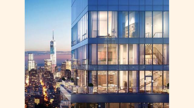 El ultra-lujoso apartamento es de hecho una combinación de un penthouse-triplex, el cual originalmente estuvo a la venta por $50 millones, más la unidad de abajo (piso 57), la cual se vendiá por $16.5 millones.(Foto: Megaricos)