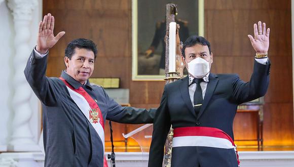 Félix Chero Medina juró como nuevo ministro de Justicia y Derechos Humanos ante Pedro Castillo. (Foto: Presidencia)