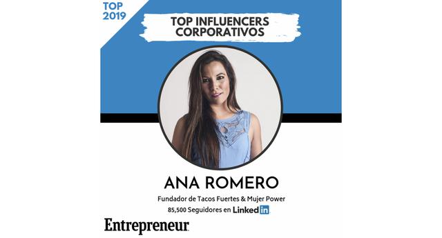 FOTO 10 | 10. Ana Romero


Fundador de Tacos Fuertes y Mujer Power
Seguidores en LinkedIn: 85,000
Perfil en LinkedIn  
Página web 
País: Perú
Ana Romero es empresaria y fundadora de la comunidad de empoderamiento Tacos Fuertes​ y creadora de Mujer Power​, plataformas donde comparte material de coaching esencial. Es organizadora de TED Conferences y LinkedIn Top Voices.