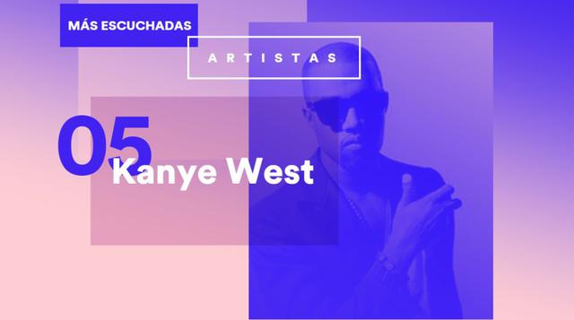 Kanye West. El rapero y productor musical estadounidense es el quinto más escuchado en el mundo.
