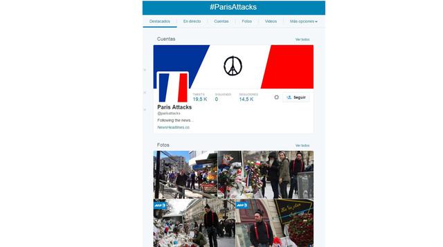 #ParisAttacks: La compañía informó que el tema más comentado en la red social fue los ataques terroristas en París, que se comentaron bajo la etiqueta #ParisAttacks o #PrayForParis. Diez meses antes, tras los ataques a la revista Charlie Hebdó el mundo vo